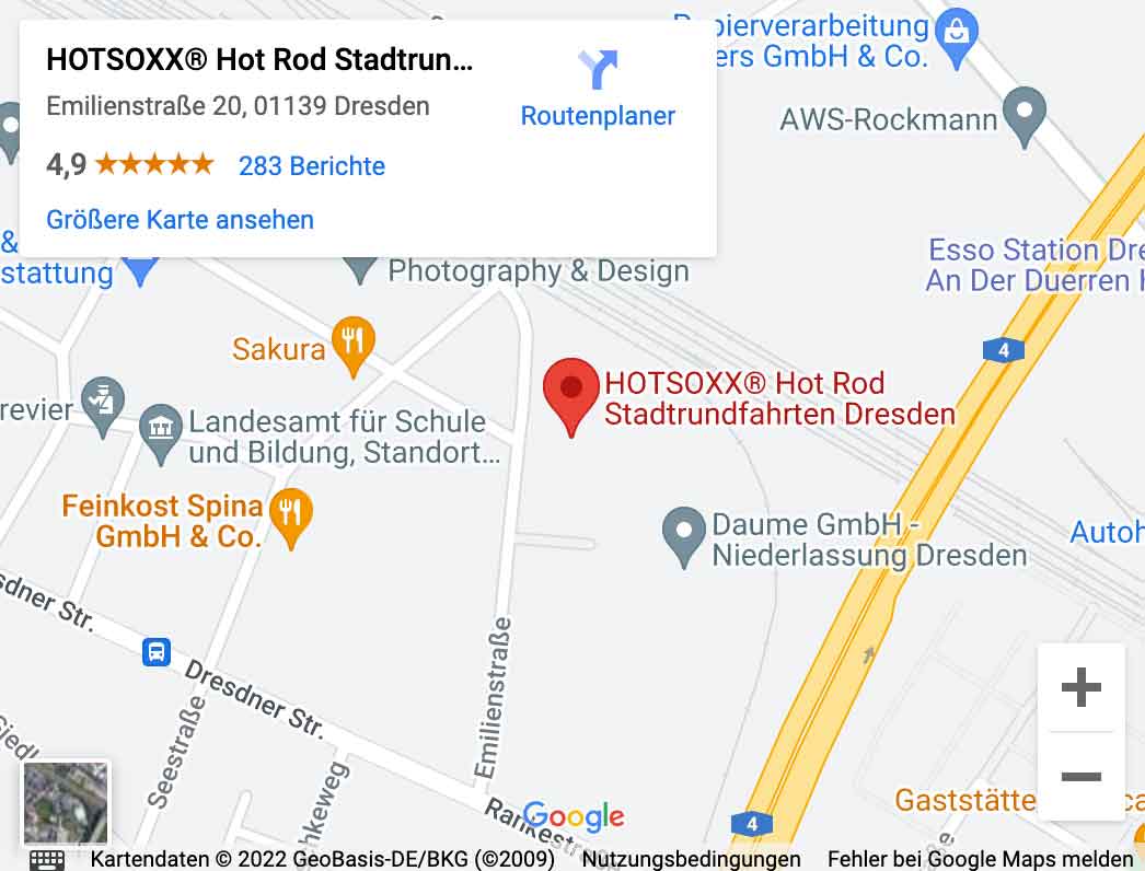 Ansicht von HOTSOXX® Dresden auf einer Google Maps Karte